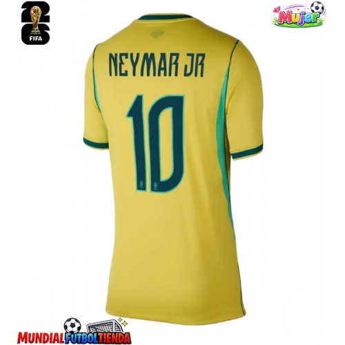 Camiseta Brasil Neymar Jr #10 Primera Equipación Replica Mundial 2026 para mujer mangas cortas